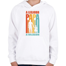 PRINTFASHION A legjobb papa a világon - Gyerek kapucnis pulóver - Fehér gyerek pulóver, kardigán