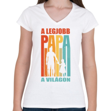 PRINTFASHION A legjobb papa a világon - Női V-nyakú póló - Fehér