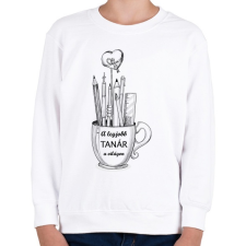 PRINTFASHION A legjobb tanár a világon - Bögrés - Gyerek pulóver - Fehér gyerek pulóver, kardigán