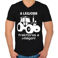 PRINTFASHION A legjobb traktoros a világon! - Férfi V-nyakú póló - Fekete