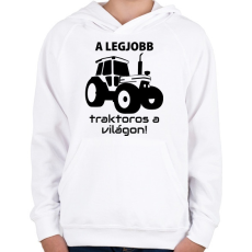 PRINTFASHION A legjobb traktoros a világon! - Gyerek kapucnis pulóver - Fehér