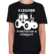 PRINTFASHION A legjobb traktoros a világon! - Gyerek póló - Fekete gyerek póló