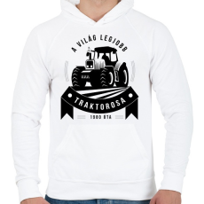 PRINTFASHION A legjobb traktoros! - Férfi kapucnis pulóver - Fehér