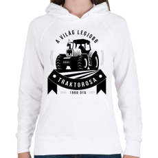 PRINTFASHION A legjobb traktoros! - Női kapucnis pulóver - Fehér