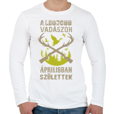 PRINTFASHION A legjobb vadászok áprilisban születtek - Férfi hosszú ujjú póló - Fehér férfi póló