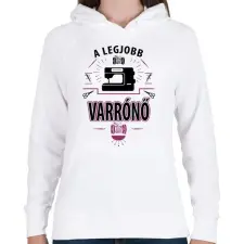 PRINTFASHION A legjobb varrónő - Női kapucnis pulóver - Fehér női pulóver, kardigán
