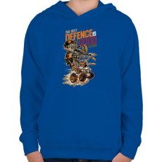 PRINTFASHION A legjobb védekezés a támadás - Gyerek kapucnis pulóver - Királykék