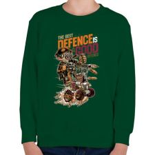 PRINTFASHION A legjobb védekezés a támadás - Gyerek pulóver - Sötétzöld gyerek pulóver, kardigán