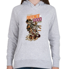 PRINTFASHION A legjobb védekezés a támadás - Női kapucnis pulóver - Sport szürke