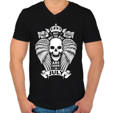 PRINTFASHION A legjobbak júliusban születtek - Férfi V-nyakú póló - Fekete
