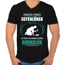 PRINTFASHION A legjobbak lesznek burkolók - Férfi V-nyakú póló - Fekete