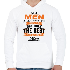 PRINTFASHION A legjobbak Májusban születtek! - Férfi kapucnis pulóver - Fehér