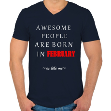 PRINTFASHION A legkúlabb emberek februárban születnek - úgy mint én - Férfi V-nyakú póló - Sötétkék
