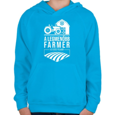 PRINTFASHION A legmenőbb farmer - Gyerek kapucnis pulóver - Azúrkék