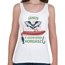 PRINTFASHION A legmenőbb horgász - Névvel - Női atléta - Fehér női trikó