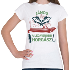 PRINTFASHION A legmenőbb horgász - Névvel - Női póló - Fehér női póló