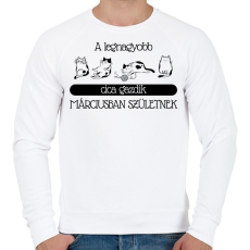 PRINTFASHION A legnagyobb cica gazdi - hónappal (4 cica) - Férfi pulóver - Fehér