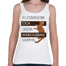 PRINTFASHION A legnagyobb cica gazdi - hónappal - Női atléta - Fehér női trikó
