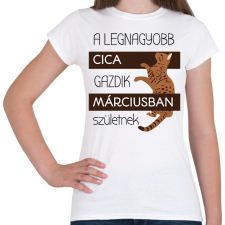 PRINTFASHION A legnagyobb cica gazdi - hónappal - Női póló - Fehér női póló