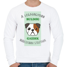 PRINTFASHION A legnagyobb gazdi - Buldog - hónappal - Férfi pulóver - Fehér