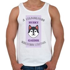 PRINTFASHION A legnagyobb gazdi - Husky - hónappal - Férfi atléta - Fehér atléta, trikó