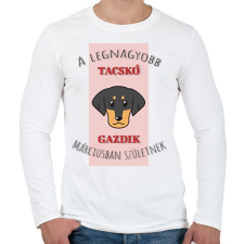 PRINTFASHION A legnagyobb gazdi - Tacskó - hónappal - Férfi hosszú ujjú póló - Fehér férfi póló