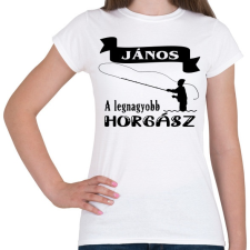 PRINTFASHION A legnagyobb horgász (egyedi névvel kérhető) - Női póló - Fehér női póló