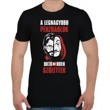 PRINTFASHION A legnagyobb pénzrablók októberben születtek - Férfi póló - Fekete férfi póló