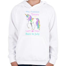 PRINTFASHION A legszebb egyszarvúak júniusban születnek - Gyerek kapucnis pulóver - Fehér