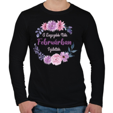 PRINTFASHION A legszebb nők februárban születtek - Férfi hosszú ujjú póló - Fekete