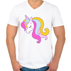 PRINTFASHION A legszebb unikornis - Férfi V-nyakú póló - Fehér
