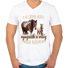 PRINTFASHION A ló szemei között - Férfi V-nyakú póló - Fehér férfi póló