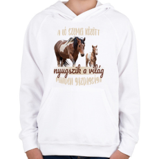 PRINTFASHION A ló szemei között - Gyerek kapucnis pulóver - Fehér