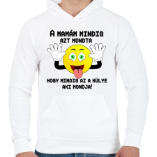 PRINTFASHION a mamám mindig2 - Férfi kapucnis pulóver - Fehér férfi pulóver, kardigán