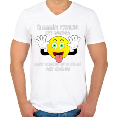 PRINTFASHION a mamám mindig - Férfi V-nyakú póló - Fehér