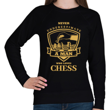 PRINTFASHION A man who loves chess - Női pulóver - Fekete női pulóver, kardigán