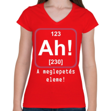 PRINTFASHION A meglepetés eleme  - Női V-nyakú póló - Piros női póló
