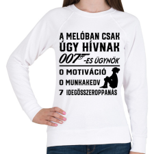 PRINTFASHION A melóban úgy hívnak 007-es ügynök 2 - Női pulóver - Fehér női pulóver, kardigán