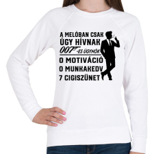 PRINTFASHION A melóban úgy hívnak 007-es ügynök - Női pulóver - Fehér női pulóver, kardigán
