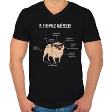 PRINTFASHION A mopsz részei - Férfi V-nyakú póló - Fekete
