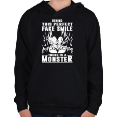 PRINTFASHION A mosoly mögött egy szörny lakozik - Gyerek kapucnis pulóver - Fekete