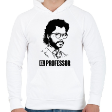 PRINTFASHION A nagy pénzrablás - EL RPOFESSOR - fekete fehér - Férfi kapucnis pulóver - Fehér