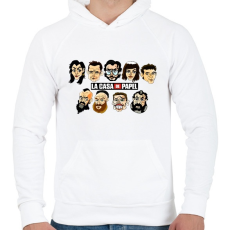 PRINTFASHION A nagy pénzrablás! - Férfi kapucnis pulóver - Fehér