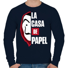 PRINTFASHION A nagy pénzrablás - Férfi pulóver - Sötétkék