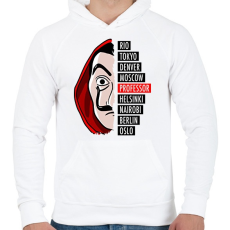 PRINTFASHION A nagy pénzrablás - La casa de papel - Férfi kapucnis pulóver - Fehér