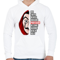 PRINTFASHION A nagy pénzrablás - La Casa de Papel - Money Heist - Férfi kapucnis pulóver - Fehér