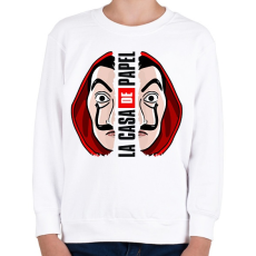 PRINTFASHION A nagy pénzrablás - La Casa de Papel - Money Heist - Gyerek pulóver - Fehér
