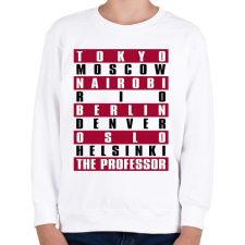 PRINTFASHION A Nagy Pénzrablás - La Casa de Papel - Money Heist - Gyerek pulóver - Fehér gyerek pulóver, kardigán