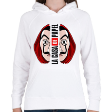 PRINTFASHION A nagy pénzrablás - La Casa de Papel - Money Heist - Női kapucnis pulóver - Fehér