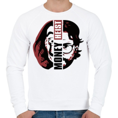 PRINTFASHION A Nagy Pénzrablás - Money Heist - La Casa de Papel - Férfi pulóver - Fehér